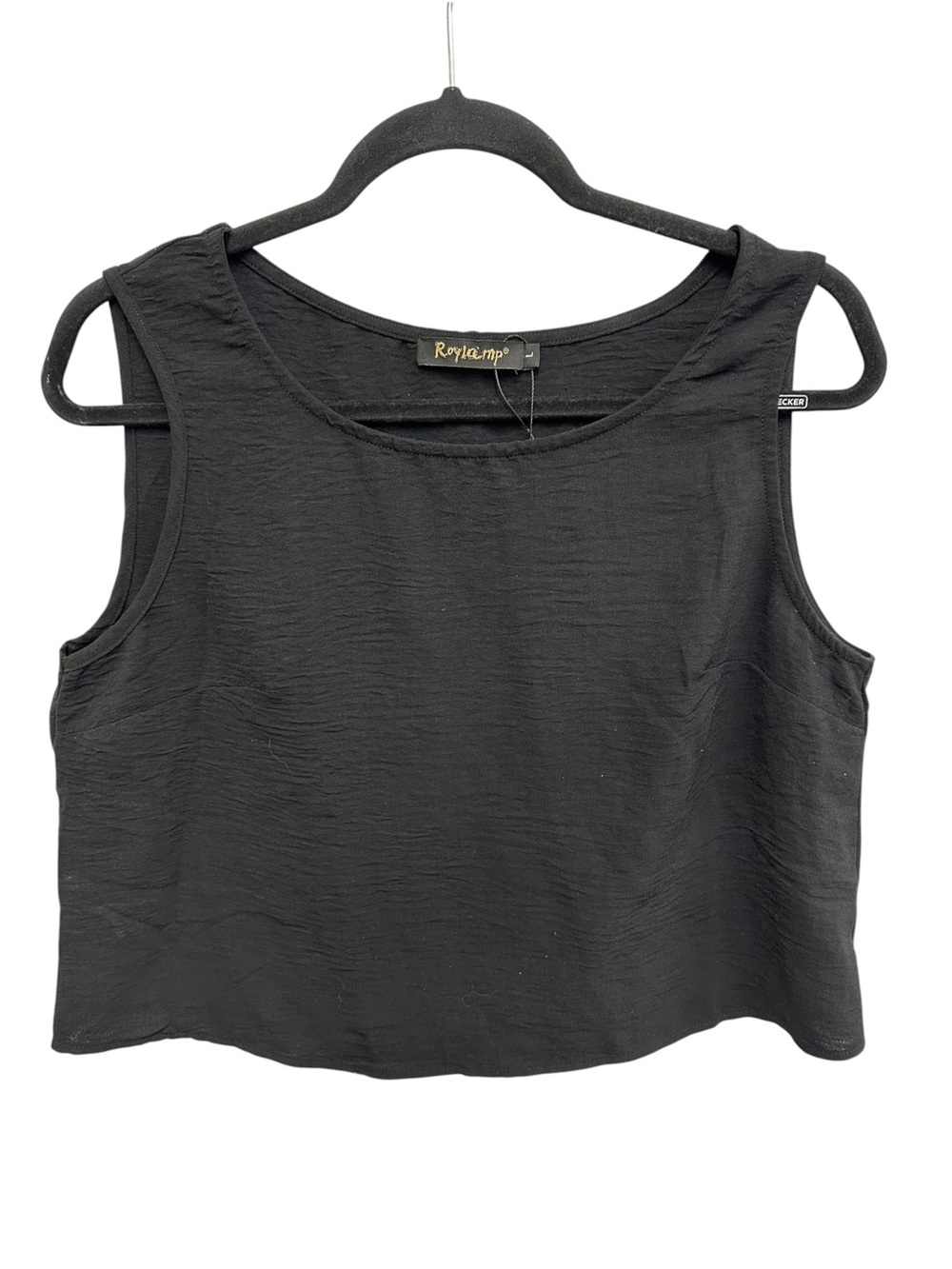 Roylamp black sleeveless cropped top textured lightweight fabric Size L NEW